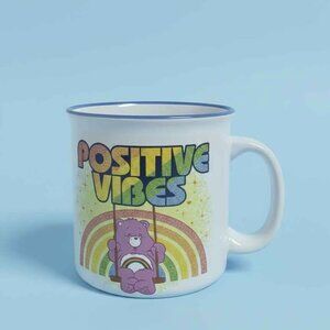 Care Bears Cheer Bear "Positive Vibes" Mug - Gently Used, Raised Glitter Rainbow